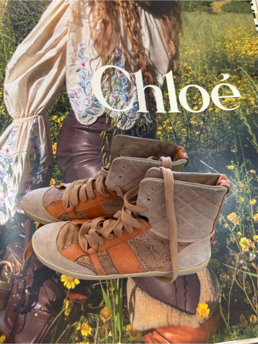 Chloe Tan and Brown Lace-Up High Top Boots